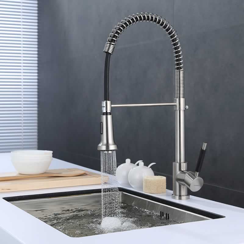 Kitchen Sink Mixer Faucet with Pull Out Sprayer, 360 Swivel Brass